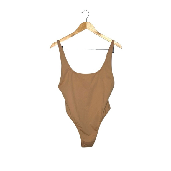 Skims Kim Kardashian Recycled Swim Scoop Neck One Piece Swim Ochre Tan Size XL - Picture 3 of 8